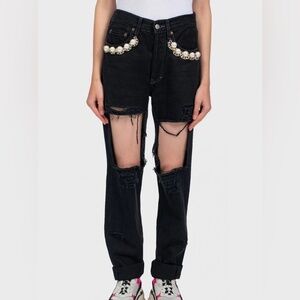 Forte Couture Pearl Embellished Jeans